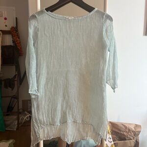 Eileen Fisher Sheer Light Blue Women's Top